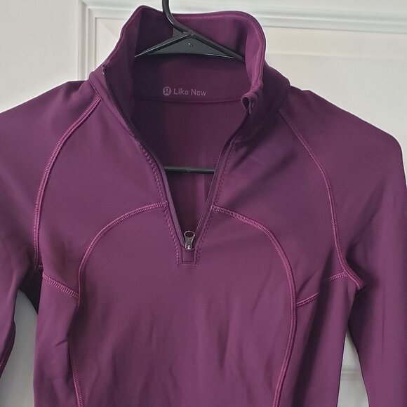 Like New: Lululemon First Mile 1/2 Zip Darkest Magenta Size 2 - Picture 7 of 9